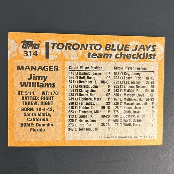 ⚾️Toronto Blue Jays 1988 TOPPS Chewing Gum 32 Card Set (Baseball) - Picture 1 of 7